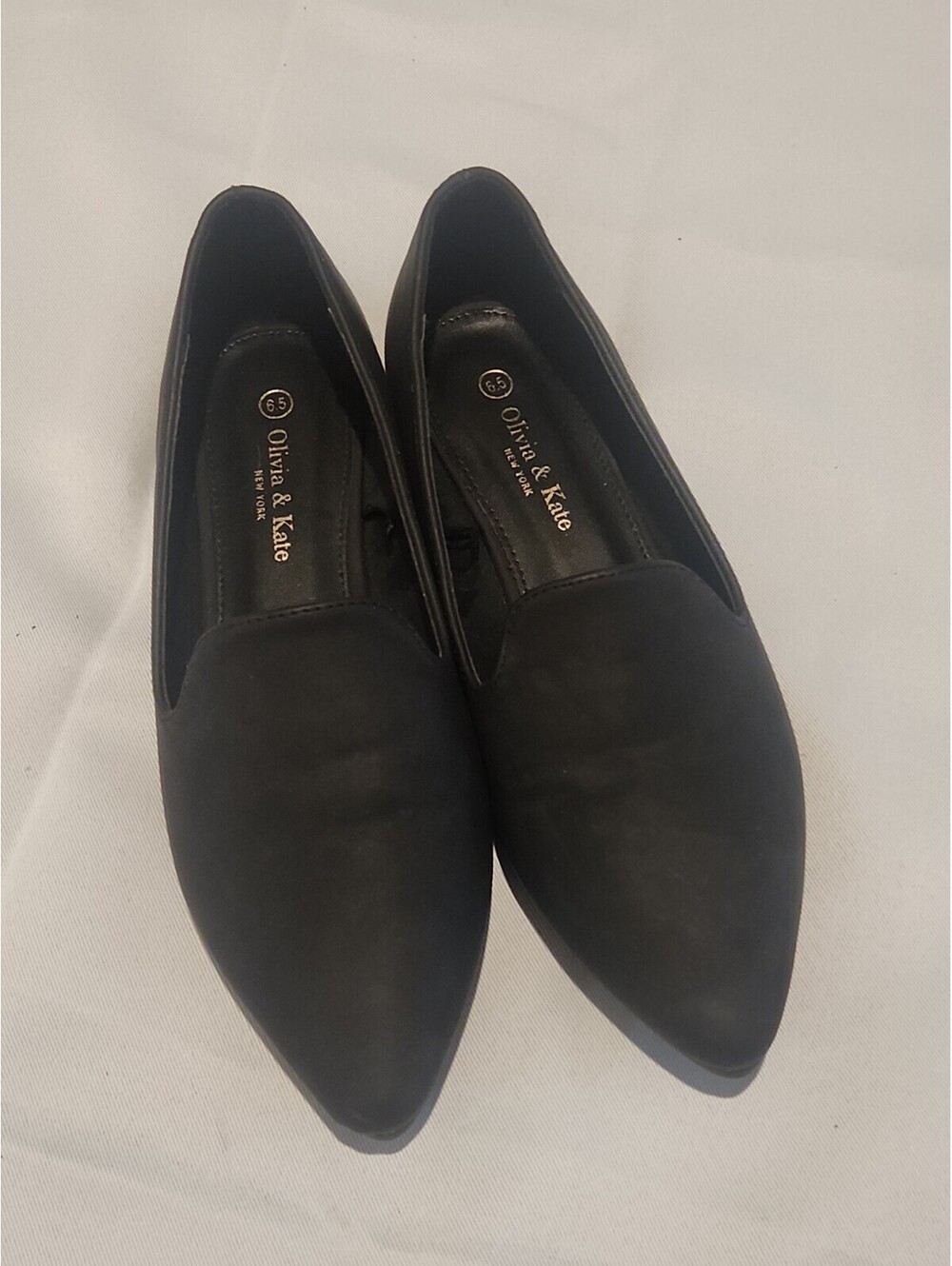 Olivia & Kate New York Women's Slip-On Flats, Pointed toes, Color Black Sz 6.5